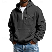 economico felpe con cappuccio da uomo di base-Per uomo Felpa con cappuccio Maglione Felpa con cappuccio e zip corta Felpa con cappuccio in pile Grigio chiaro Con Cappuccio Semplice Tasca Quotidiano Sport &amp; Outdoor Ferie Streetwear Abbigliamento