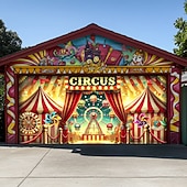 billige Garasje- og dørbanner-Mardi gras Garasjeportdeksel Stor opphengning sirkus Luksus 3D Party Utendørs Bakgrunner for skyting Inngangsdør Maskerade Hjemmedekor