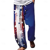 Χαμηλού Κόστους Ανδρικό εμπριμέ casual παντελόνι-Ανδρικά Αστέρια και ρίγες Σημαία των ΗΠΑ 250ή επέτειος των Ηνωμένων Πολιτειών Παντελόνια Casual παντελόνι Φαρδύ παντελόνι Μεσαία Μέση Μόδα Casual ΕΞΩΤΕΡΙΚΟΥ ΧΩΡΟΥ Αργίες