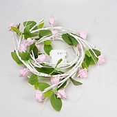 cheap Battery String Lights-1.8M 48 LED Beads Artificial Rose Vine String Lights, Waterproof with Timer, AAA Battery Box, Indoor/Outdoor Bedroom, Living Room, Garden, Party, Wedding, Holiday Decoration