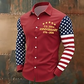  Per uomo 4 luglio, 250° anniversario degli Stati Uniti Bandiera degli Stati Uniti Patriottico Camicia Camicia con Bottoni Manica Lunga Vintage Retrò Ferie Casual Quotidiano Primavera Autunno Collo