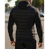 Недорогие Куртки для бега-Муж. Однотонный Куртка для бега Куртка для активного отдыха Куртка с капюшоном Наступила зима Карман Капюшон Длинный рукав Одежда для спорта и отдыха Хлопок