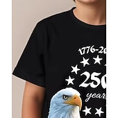  100% Bumbac Copii Băieți Negru Grafic Vultur A 250-a aniversare Tricou Bluză Stil Nautic Manșon scurt În aer liber Zilnice Modă Șic Stradă Designer Imprimare Vară