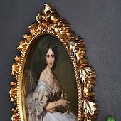 رخيصةأون التماثيل-إطار صور جداري مزخرف بنقوش ذهبية على الطراز الأوروبي القديم، مصنوع من مادة الراتنج، مناسب لعرض الصور العائلية وجلسات التصوير.