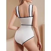 levne Jednodílné plavky-Ženské jednodílné plavky monokini sukně kontrola břicha vysoký pas štíhlé bez zad dovolená plážová móda puntíkované výstřih ve tvaru V bez rukávů