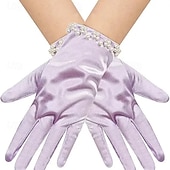 baratos Luvas-Terilene Até o Pulso Luva Elegante / à moda Com Perola Imitação / Cor Pura Luvas de Festa / Casamento