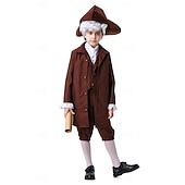  250th Anniversary USA Rococo Baroque Outfits Long Sleeves George Washington Colonial Revolutionary War Costumes Fancy Dress Boys' Carnival Independence Day 4th of July Kid's Coat Pants Collar