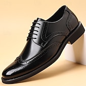 Χαμηλού Κόστους Μπρογκ παπούτσια-Ανδρικά καφέ παπούτσια brogue από συνθετικό δέρμα, κλασικό σχέδιο με φτερά, επίσημα και casual υποδήματα για γραφείο και ειδικές περιστάσεις