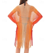 levne Kaftans-Dámské Plavky Přehozy Plavky Třásňový lem Vystřižený prázdniny Oblečení na pláž Tónované Do V Krátké rukávy Plavky