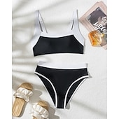 Недорогие Серфинг Танкини и Бикини-Жен. Купальный костюм Купальники Комплекты бикини Купальники Черный УПФ 50+ Без рукавов - Серфинг Пляж  Плавание Лето