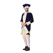  250. výročí USA Rokoko Barroco Úbory Dlouhé rukávy George Washington Alexander Hamilton Koloniální Maškarní kostým Pánské Karneval Den nezávislosti 4. července Dospělí Kabát Kalhoty Límeček