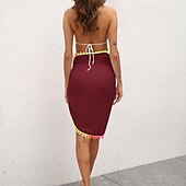 abordables Falda cruzada-Mujer Bañadores Vestido de Baño Envuelva Falda Traje de baño Protección UV Vacaciones Ropa de playa Arco iris Sin Mangas Trajes de baño