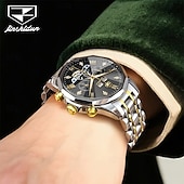 halpa Mekaaniset kellot-OLEVS miesten automaattikello nahkahihna kalenteri luurankokellotaulu trendiklassikko vedenkestävä Moonswatch rannekello 7009