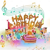 tanie Dekoracyjne światła-kartki urodzinowe fajerwerki wyskakujące ciasto dmuchane światło i muzyka kartka urodzinowa prezenty dla kobiet mężczyzn mamy dzieci