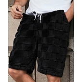 cheap Casual Shorts-Men's Shorts Casual Shorts Pocket Elastic Waist Fleece Plain Warm Breathable Knee Length Outdoor Vacation Daily Wear Vacation Fashion Black Gray Micro-elastic