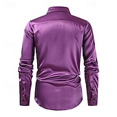 billiga herrskjorta med knäppning-Herr Skjorta Sommarskjorta Casual skjorta Strandskjorta Knapp upp skjorta Blå Purpur Långärmad Ensfärgat Kavajslag Dagligen Semester Paljett Kläder Mode Ledigt Bekväm