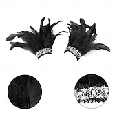 abordables Accesorios-Carnaval 2026 Accesorios de Samba del Carnaval de Río Puños de Plumas para Mujeres Puños de Lentejuelas Brillantes con Plumas de Varios Colores para Danza en Brasil