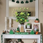  6 Pack St. Patrick’s Day Shamrock Berry Stems, Artificial Clover Picks for Decor, Green Irish Holiday Berry Stems for Table Centerpieces, Floral Arrangements and DIY Crafts