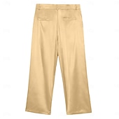 preiswerte Lose-Herren Satinhosen Hose Anzughose Seidenartig Tasche Gerader Schnitt Einfach Atmungsaktiv Volle Länge Geschäft Party Hochzeit Mode Streetwear Schwarz Weiß Unelastisch