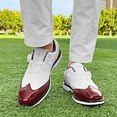 voordelige Heren Golf Schoenen-Heren golfschoenen – comfortabel wit en bordeauxrood design voor optimale prestaties en stijl op de golfbaan.
