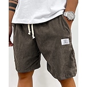preiswerte Lässige Shorts-Herren Shorts Freizeitshorts Cordshorts Tasche Elastischer Bund Einfach Komfort Atmungsaktiv Knielang Outdoor Urlaub Alltagskleidung Urlaub Mode Schwarz Weiß Mikroelastisch