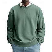 voordelige Basis Sweatshirts-Voor heren Sweatshirt Stoppen Wit Strakke ronde hals Opstaande boord Effen Casual Dagelijks Sport &amp; Outdoor Streetwear Sportkleding Basic Herfst Winter Kleding Hoodies Sweatshirts Lange mouw