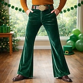 economico Fondi-Retrò Vintage Anni '70 Pantaloni Pantaloni a zampa d'elefante Pantaloni a zampa Hippie Disco Tinta unica Costume Per uomo Halloween Carnevale Feste Abbigliamento Quotidiano Parata dell'Orgoglio Adulti