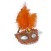 billiga Tillbehör-Kvinnors Grön Fjäder Venetiansk Maskeradmask - Lyxig Barock Crystal-Pyntad Karneval Kosttillsats för Venedigfestivalen Mardi Gras  Maskeradfester