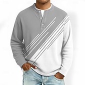 billige Geometrisk-Herre Geometrisk Fargeblokk Vaffel Henley-skjorte Uformell stil Klassisk Stil Langermet Mote Designer Grunnleggende Avslappet Daglig utendørs Høst vinter Vår Grå Rosa Lys Grønn Lyseblå Lilla Henley