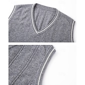 halpa Miesten villapaita-Miesten Neulepusero Mekko villapaita Liivi Neulottu villapaita Joustin Neuloa Tavalliset topit Kudottu Väripalikka V kaula-aukko Muoti Katutyyli liiketoiminta Loma Vaatetus Hihaton Syksy Talvi Kameli