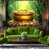 billiga Gobelänger-Saint Patrick's Day gobeläng Banderoller Filt Guldmynt Vitklöver söt stil Romantisk 3D Sovrum Vardagsrum Studentboende Tonårsrum Väggveranda Heminredning