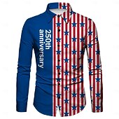  250° anniversario USA Retrò Vintage Anni '70 Camicia Camicia Aloha Lunghe Hippie Geometrico Etnico Costume Per uomo Mascherata 4 Luglio Feste Giorno dell'Indipendenza Adulti Camicia