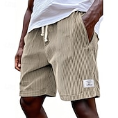 cheap Casual Shorts-Men's Shorts Casual Shorts Corduroy Shorts Pocket Elastic Waist Plain Breathable Knee Length Outdoor Vacation Daily Wear Vacation Fashion White Navy Blue Micro-elastic
