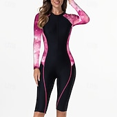 Недорогие Рашгард One Pieces-Жен. Рашгард Купальный костюм Один Пис Графика Пэчворк Застегнуться УФ-защита Эластичность Длинный рукав Купальники Серфинг Дайвинг Для погружения с трубкой Весна