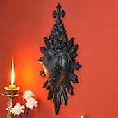 זול פסלי קיר-לב קדוש עם חץ לוהט לקישוט קיר, קישוט תלייה דתי בעבודת יד משרף, קישוט קיר רקע בסגנון אירופאי לבית, מלון &amp;אבזרי צילום