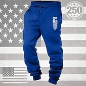 billiga Joggingbyxor-Herr Joggingbyxor Joggare Långbyxor Snörning Ficka Elastisk midja Landsflagga Komfort Andningsfunktion Dagligen Utomhus Amerikas 250-årsjubileum Semester Mode Vit Vin Microelastisk