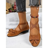 tanie Buty na płaskim obcasie damskie-Damskie Codzienny Niski obcas Okrągły palec u nogi Codzienny Sztuczny zamsz Mokasyny Migdałowy Czarny Niebieski