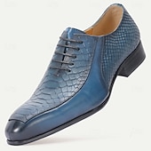 preiswerte Klassische Anzugschuhe-Blaue Herren-Schnürschuhe aus Leder mit Krokodilprägung – luxuriöse Schnürschuhe mit trendigem Design, ideal für Abendgarderobe, Partys und besondere Anlässe