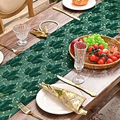 Χαμηλού Κόστους Τραβέρσες (Ράνερ)-Τραπεζομάντιλο ζακάρ για την ημέρα του Αγίου Πατρικίου, χρυσό σχέδιο με φθινοπωρινά φύλλα, πράσινο με χρυσό περίγραμμα, ορθογώνιο τραπεζομάντιλο για το σπίτι &amp;διακόσμηση ξενοδοχείου.