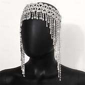 olcso Tánckiegészítők-Samba Kiegészítők Csillogó Rhinestone Oszlopos Fejdísz - Ezüst Kristály Homloklánc Gatsby Esküvői Maszkabál Kiegészítő Előadói Jelmez