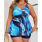 Недорогие Серфинг Танкини и Бикини-Жен. Купальный костюм 2 предм. Swimsuits тропический Ультралегкий (UL) Утягивание живота Эластичный Без рукавов Купальники Серфинг Для погружения с трубкой Лето