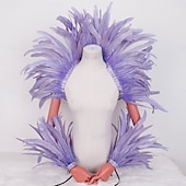 Χαμηλού Κόστους αξεσουάρ-Καθαρενικά 2026 Ρίο Καρναβάλι Σάμπα Αξεσουάρ Καρναβάλι Κόκκινο Και Κίτρινο Φτερό Στολή Σετ Μανίκι Ωμού  Καλύμματα Βραχίονα Για Μάρντι Γκρας Χορό Πάρτι Βραζιλία Φεστιβάλ Ενδυμασίας