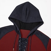 baratos Camiseta Henley Casual-Homens Camiseta Waffle Camisa Waffle Henley Camisas masculinas com reforço nos cotovelos Manga Longa Com Capuz Primavera &amp; Outono Côr Sólida Moda Com Cordão Bolsos Patchwork Casual Ao ar livre Festa