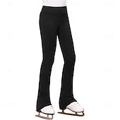 abordables Pantalones y Leggings de Patinaje Artístico-Pantalones de patinaje artístico para mujeres, niñas, hombres y niños, negros, elásticos, para entrenamiento, competición, ropa de patinaje, térmicos, cálidos, con cristales/diamantes de imitación, para patinaje sobre hielo, patinaje artístico.