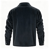 お買い得  カジュアルジャケット-男性用 冬物コート コーデュロイジャケット フリースの上着 カジュアルジャケット カジュアル 日常 保温 ポケット 秋 冬 純色 ストリートファッション 日常 折襟 レギュラー ブラック ルビーレッド ネイビーブルー ブラウン カーキ色 ジャケット