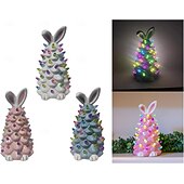 cheap Easter Lights-Easter Ceramic Rabbit Tree Lights AAA Battery Indoor/Outdoor Bedroom Bedhead Party Living Room Dining Room Desktop Decoration Light 24.5 * 14CM