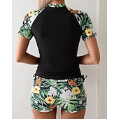 Χαμηλού Κόστους Rash Guards One Pieces-Γυναικεία Προστατευτικά Μαγιό με φλοράλ print Μαγιό Φλοράλ Πολύ Ελαφρύ (UL) Προστασία UV Ελαστικό Κοντομάνικο Μαγιό Σέρφινγκ Ψαροντούφεκο Καλοκαίρι