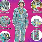 cheap Outfits-Retro Vintage 1980s Hip Hop Outfits Bag Accesories Set with Accessories Long Sleeves Disco Fancy Dress Men's Carnival Costume Halloween Carnival New Year Pride Parade Pride Month Adults Bag More