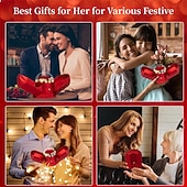 baratos Presentes-Rosa vermelha preservada com colar, flores eternas, presente de aniversário para mulheres, mãe, esposa, namorada, avó, no Dia dos Namorados, Dia das Mães, Dia Mais Doce.