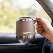 abordables Verres et tasses-Tasse à café isotherme en acier inoxydable, mug à double paroi avec couvercle pour boissons chaudes &amp;Gobelet isotherme de 500 ml (16,91 oz), idéal pour la maison, les activités de plein air, le